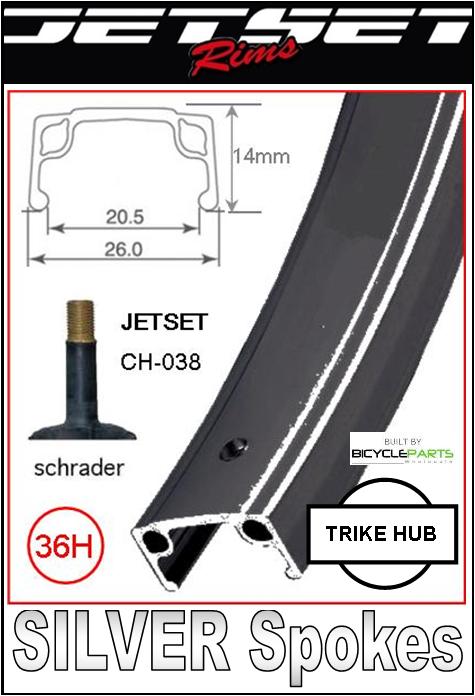 WHEEL  24"  Gomier, REAR.  BLACK with SILVER Spokes  (WITHOUT TYRE AND TUBE)