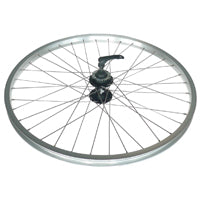WHEEL - 24" JETSET S/w Silver Rim , Black Joytech 6 Bolt Disc Q/r Hub , Silver Mach1 Spokes , FRONT.