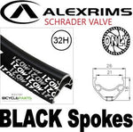 WHEEL - 29er Alex MD21 32H P/j Black Rim with Eyelets, Schrader Valve,  8/11 SPEED 12mm T/A (148mm OLD) 6   Disc Sealed Novatec Boost Black Hub, BLACK Spokes