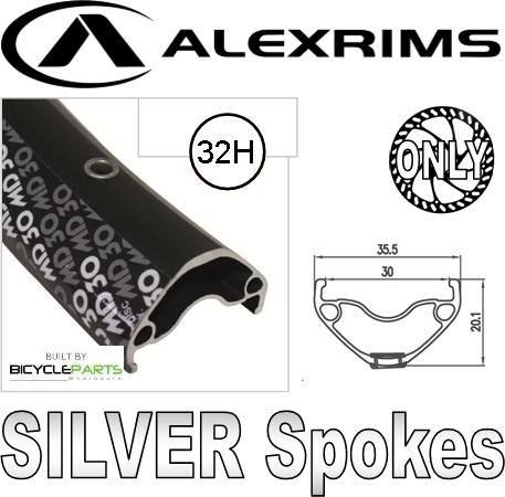 WHEEL - 27.5 / 650B Alex MD30 32H Black Rim,  FRONT 3 in One (100mm OLD) 6   Disc Sealed Novatec Light Weight Black Hub,  Mach 1 SILVER Spokes