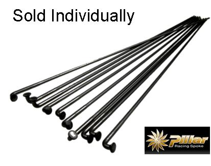 Pillar Spoke PD1415 'Double Butted' 294mm BLACK 14g/15g/14g  (incls Brass nipples) (SOLD INDIVIDUALLY)