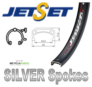 WHEEL - 24" Jetset CH-308A 36H Black Rim,  1 SPEED CASS Nutted (135mm OLD) 6   Disc Sealed Novatec Black Hub, SILVER Spokes