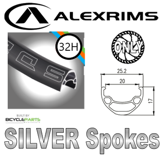 WHEEL - 29er Alex SD20 32H P/j Black Rim,  FRONT Q/R (100mm OLD) 6 Bolt Disc Loose Ball Joytech Black Hub, SILVER Spokes