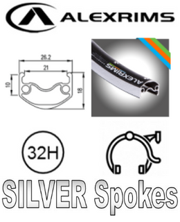 WHEEL - 29er Alex ADVENTURER 2 32H P/j Black Rim,  FRONT Q/R (100mm OLD) Sealed Novatec Black Hub, SILVER Spokes