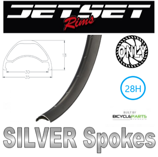 WHEEL - 29er Jetset AM-30 28H S/j Black Rim,  8/11 SPEED 12mm T/A (142mm OLD) 6 Bolt Disc Sealed Novatec Black Hub, SILVER Spokes