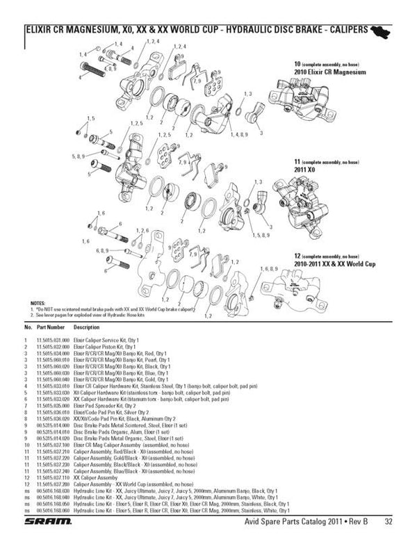 Avid DISC BRAKE CALIPER KIT - (INCLUDES PISTONS, SEALS & BLEED SCREWS) - ELIXIR