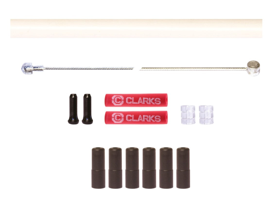 BRAKE KIT front & rear,- Universal INNER & OUTER, 2000 &1000mm Stainless Steel cables, 5mm 2P WHITE 1700mm housing, w/ 6 ferrules & 2 x donuts