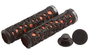GRIPS,  Clarks, locking ,130mm,  w/alloy locking ring, Black overlay / Red inner