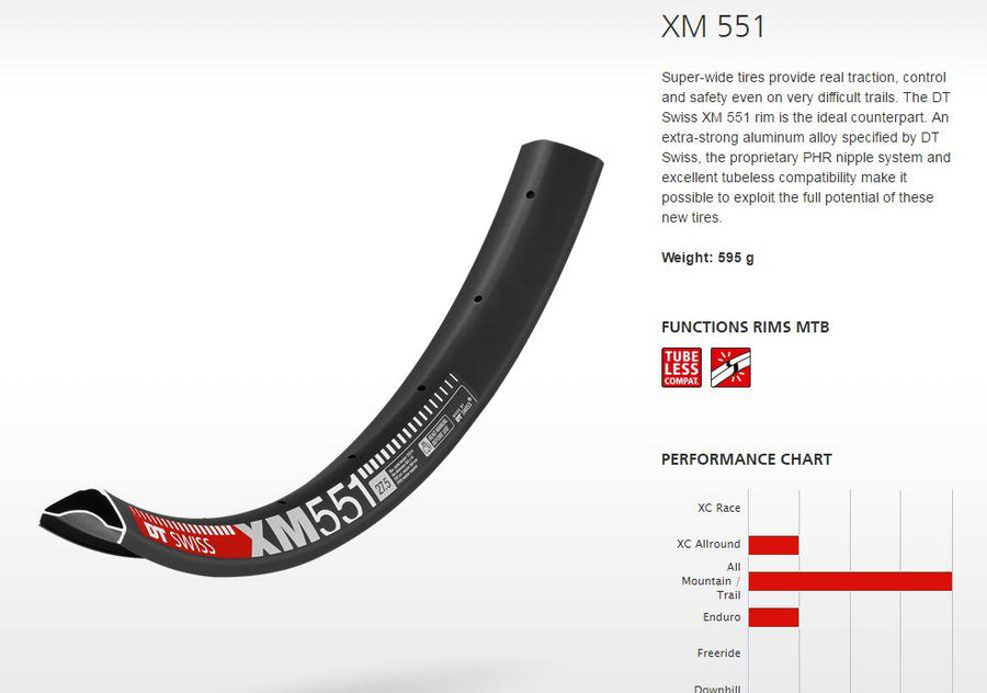 DT RIM XM551 27.5 32H (40 wide)