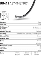 DT RIM RR411 asymm 24h black 700c