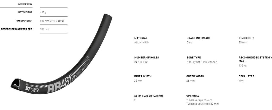 DT RIM RR481 650b DB 24h black (22 wide)*