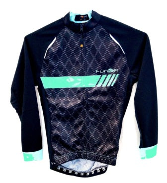 AASPECIAL    Jersey, Kids,  FUNKIER , PRO, High performance, summer  light weight, Black/Celeste,  LONG sleeve,  full zip, 8