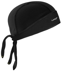 BANDANA  -  HALO PROTEX, Tie Bandana for Custom Fit, "Halo Sweat Seal, channels sweat away" - BLACK