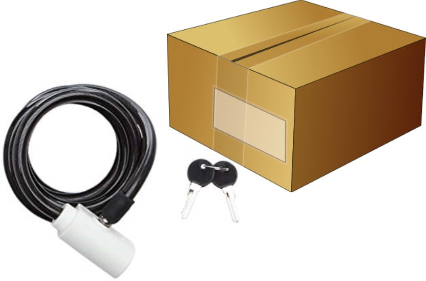 Lock, Cable, 12mm x 1850mm, key lock,  LUMA No1 lock brand in Spain, Box qty 35 (No Mounting Bracket)