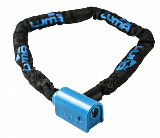 Lock with Blue Highlights, Key lock Chain 5mm w/cover 1000mm, LUMA No1 lock brand in Spain