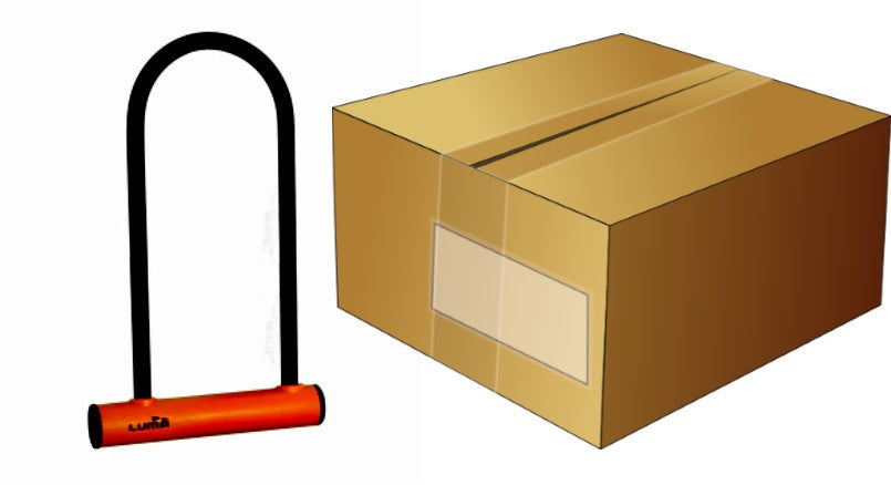 Lock , U lock 180 x 320mm, 12mm bar thickness,  Orange receiver, LUMA No1 lock brand in Spain, Box qty 4