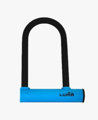 LUMA LOCK, U Shackle Key Lock 208mm high, 12mm bar thickness, 142mm Wide Blue Receiver, LUMA No1 lock brand in Spain