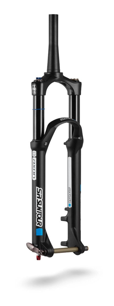 Suntour Fork  27.5  DISC AXON34 BOOST, 1.5 TO 1 1/8 STEERER, REMOTE LOCK OUT-REBOUND COMP PCS, 15MM X 110MM , 27.5+ 120mm/130mm/140MM Travel, MATTE BLACK