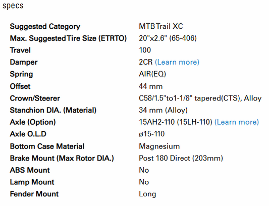 SUSPENSION FORK  20" Raidon 34, BOOST, LO, tapered, 15 x 110mm, 100mm Travel, matt black
