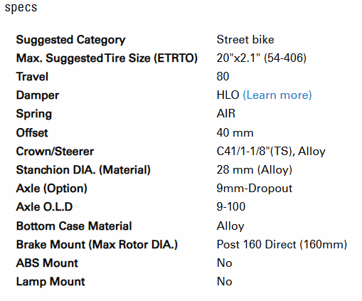 SUSPENSION FORK  20", XCM-JR AIR, HLO, 1 1/8" Steerer, 9 x 100mm, 80mm Travel, matt black