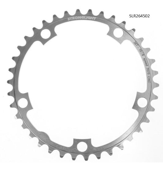 CHAINRING - ROAD "STRONGLIGHT", 38T, 7075 CNC Silver - 130mm BCD, 5 Hole for 9/10 Spd