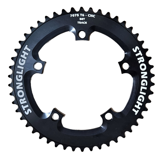 CHAINRING - TRACK "STRONGLIGHT", 50T, 7075 CNC Black - 130mm BCD, 5 Hole for TRACK 1/2" x 1/8" Spd - 264541