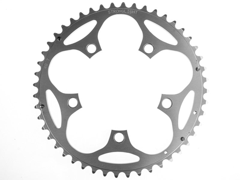 CHAINRING - ROAD "STRONGLIGHT", 48T, 5083 Silver - 110mm BCD, 5 Hole for 9/10 Spd (Does NOT have Pickup Points)