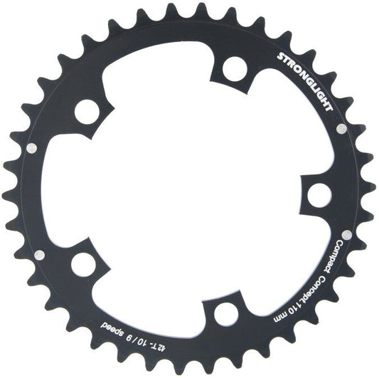 ROAD CHAINRING, 42T, STANDARD TYPE S - 5083 SILVER, 9/10 speed, 110 BCD Inner, 5 arms, A Quality Stronglight product, CHAINRING - 266054