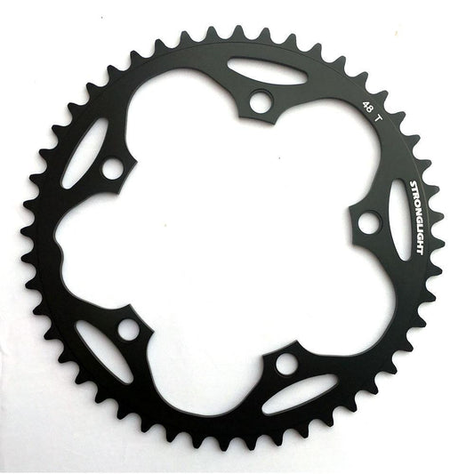 ROAD CHAINRING, STANDARD TYPE S - 5083 BLACK, 9/10 speed, 130 BCD Outer. 48T, 5 arms, A Quality Stronglight product, CHAINRING - 267070 (Does NOT have Pickup Points)