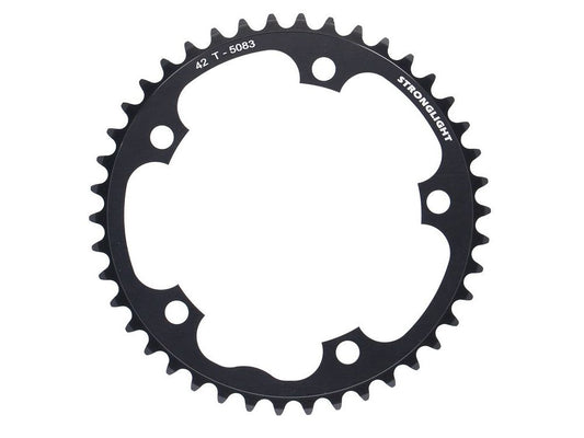ROAD CHAINRING, STANDARD TYPE S - 5083 BLACK, 9/10 speed, 130 BCD Inner.42T, 5 arms, A Quality Stronglight product, CHAINRING - 267077 (does not have Pick up points)