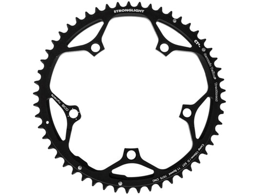 CHAINRING - ROAD "STRONGLIGHT", 53T, 7075 CNC Black CT2 campag 11spd - 135mm BCD, 5 Hole for 11 Spd