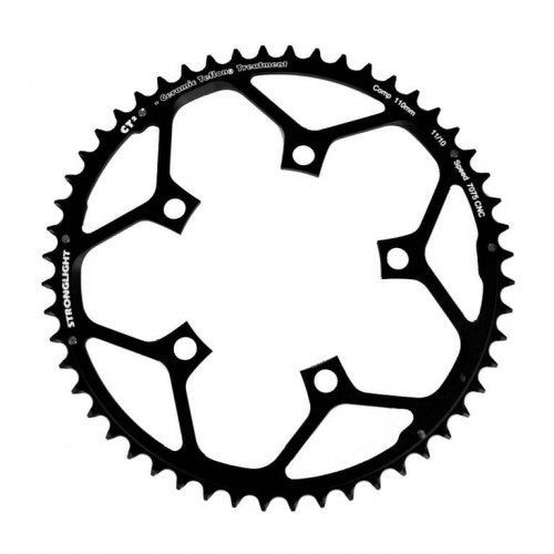 CHAINRING - ROAD "STRONGLIGHT", 53T, 7075 CNC Black CT2 - 110 BCD, 5 Hole for 10/11 Spd Quality Stronglight product