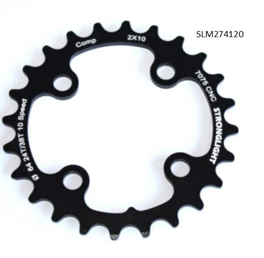CHAINRING - MTB "STRONGLIGHT", 22T, 7075 CNC Black  Shimano - 64mm BCD, 4 Hole for 10 Spd