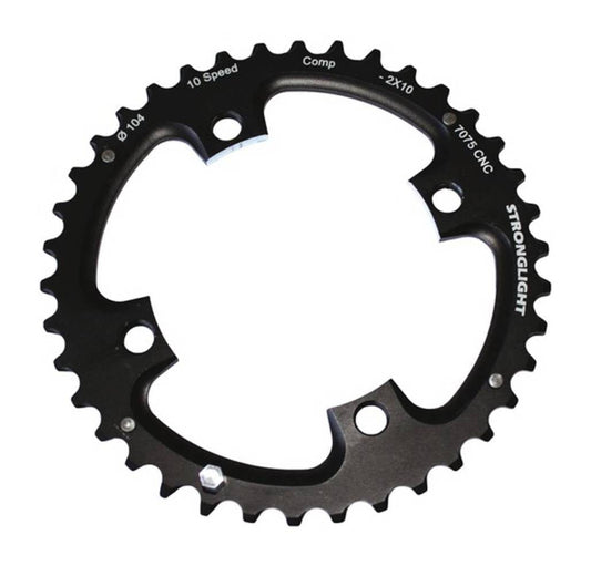 MTB CHAINRING, SHIMANO, 104/64 - 2X10, 7075-T6 BLACK, 2x10 speed, 104 BCD, Outer not threaded, 36T, 4 arms