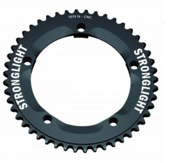 CHAINRING - TRACK "STRONGLIGHT", 48T, 7075 CNC Black - 144mm BCD, 5 Hole for TRACK 1/2" x 1/8" Spd