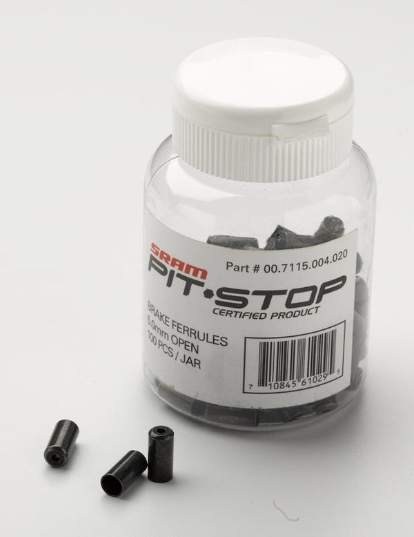 SRAM Brake Ferrules 5.0mm Brass Open Black 100-count Jar