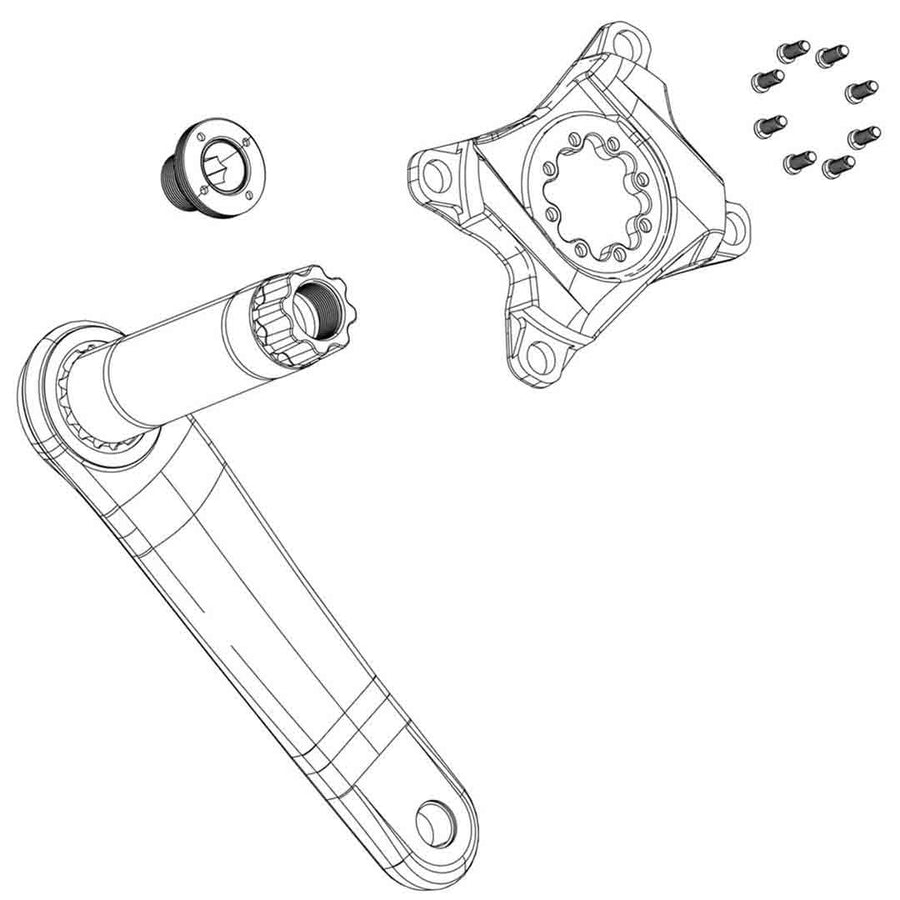 SRAM SPIDER FORCE D1 WIDE 94BCD (NO POWER METER, INCLUDING 8 TORX MOUNTING BOLTS AND CHAINRING BOLTS)