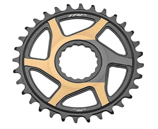 TRP Chainring CR-M9050, 32T - 0mm offset - Chainring Cinch Interface, Duotone (Sandblasted Black / Gold)