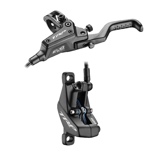 TRP DHR EVO PRO FRONT, Disc brake set, front, for right hand, alloy, hydraulic 4-piston. BLACK (Uses 2.3mm Rotor Only - Rotor not included)