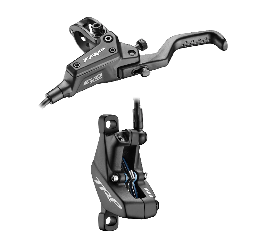 TRP DHR EVO PRO REAR, Disc brake set, rear, for left hand, alloy, hydraulic 4-piston. BLACK (Uses 2.3mm Rotor Only - Rotor not included)
