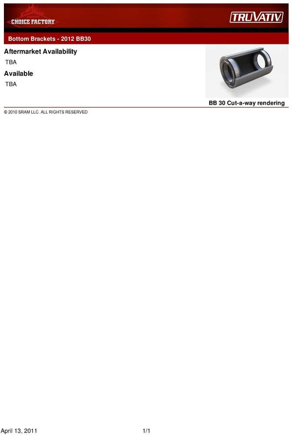 Truvativ BB BB30 STANDARD ASSEMBLY