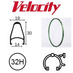 RIM 700c x 14mm - VELOCITY DEEP V - 32H - (622 x 14) - Presta Valve - Rim Brake - D/W - OLIVE MIST