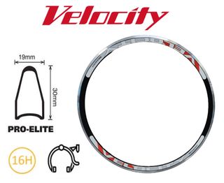 VELOCITY RIM - Pro-Elite  700C 16H Black ANO  MSW