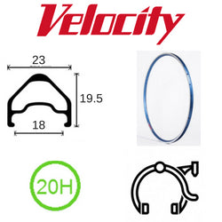 RIM 700c x 18mm - VELOCITY A23 - 20H - (622 x 18) - Presta Valve - Rim Brake - D/W - BLUE - MSW