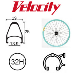 RIM 700c x 14mm - VELOCITY FUSION - 32H - (622 x 14) - Presta Valve - Rim Brake - D/W - CELESTE (Powder Coated)