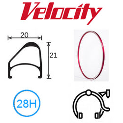 RIM 700c x 14mm - VELOCITY AEROHEAD OC - 28H - (622 x 14) - Presta Valve - Rim Brake - D/W - RED (Powder Coated) - MSW - OCR