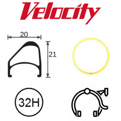RIM 700c x 14mm - VELOCITY AEROHEAD OC - 32H - (622 x 14) - Presta Valve - Rim Brake - D/W - YELLOW (Powder Coated) - MSW - OCR