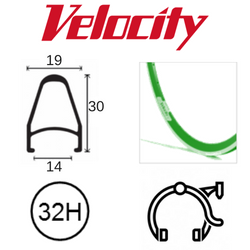 RIM 700c x 14mm - VELOCITY DEEP V - 32H - (622 x 14) - Presta Valve - Rim Brake - D/W - GREEN - MSW
