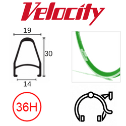 RIM 700c x 14mm - VELOCITY DEEP V - 36H - (622 x 14) - Presta Valve - Rim Brake - D/W - GREEN - MSW