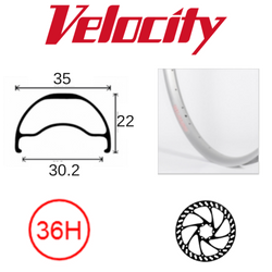 RIM 29er x 30mm - VELOCITY BLUNT 35 - 36H - (662 x 30) - Presta Valve - Disc Brake - D/W - SILVER - Tubeless Ready - (ERD 597)